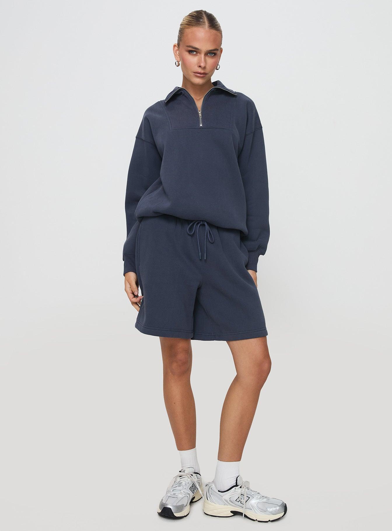 Dream Fleece Longline Shorts Navy Product Image