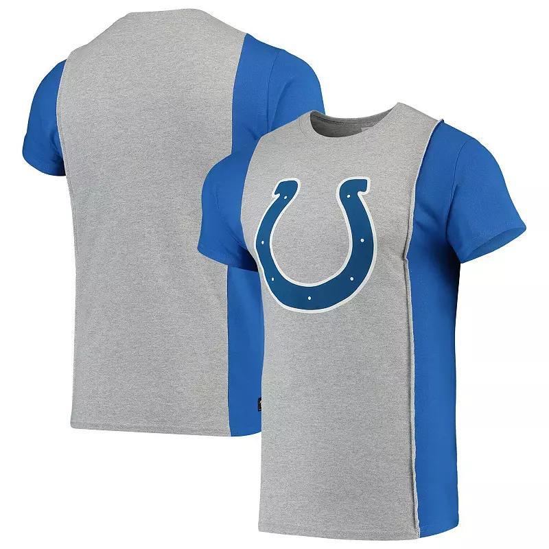 Mens Refried Apparel Gray/Royal Indianapolis Colts Sustainable Upcycled Split T-Shirt Product Image
