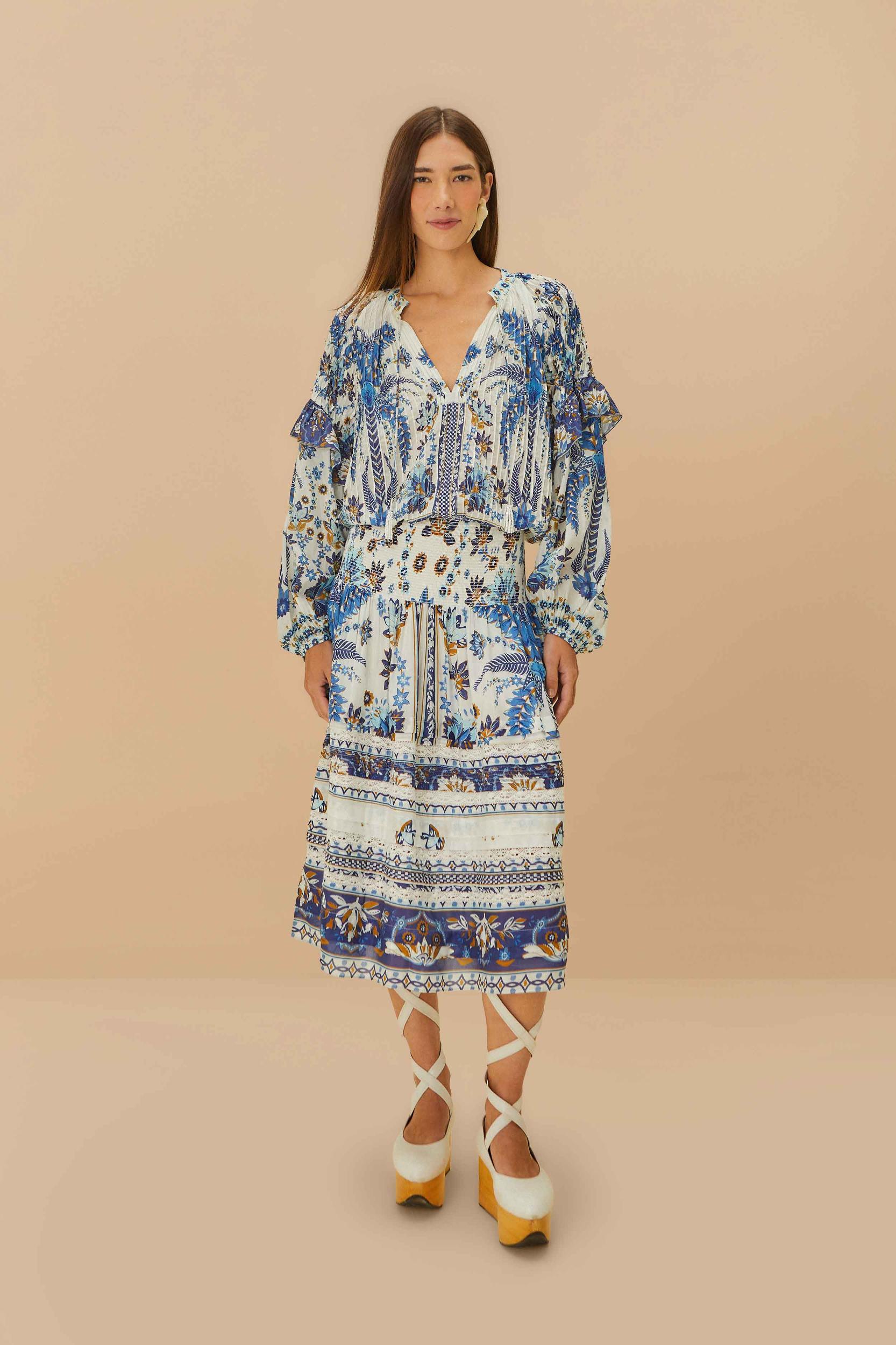 Off-White Ana Tapestry Organic Cotton Midi Skirt Product Image