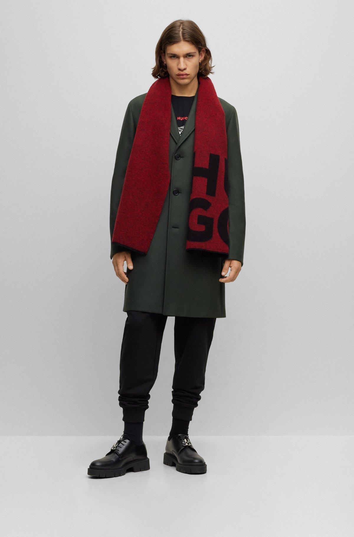 Wool-blend scarf with stacked logo and fringing Product Image