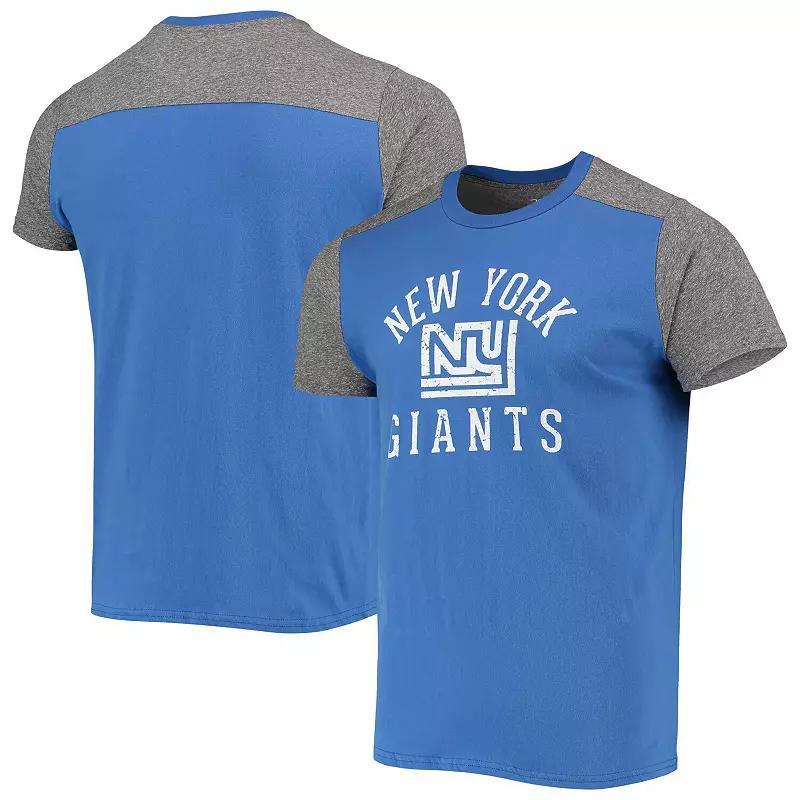 Men's Majestic Threads Royal/Heathered Gray New York Giants Gridiron Classics Field Goal Slub T-Shirt, Size: Medium, Blue Product Image