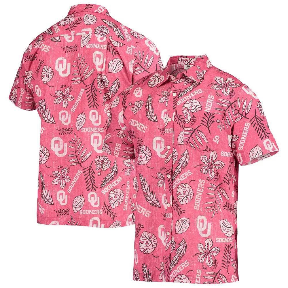 Men's Wes & Willy Crimson Oklahoma Sooners Vintage Floral Button-Up Shirt, Size: Small, Red Product Image