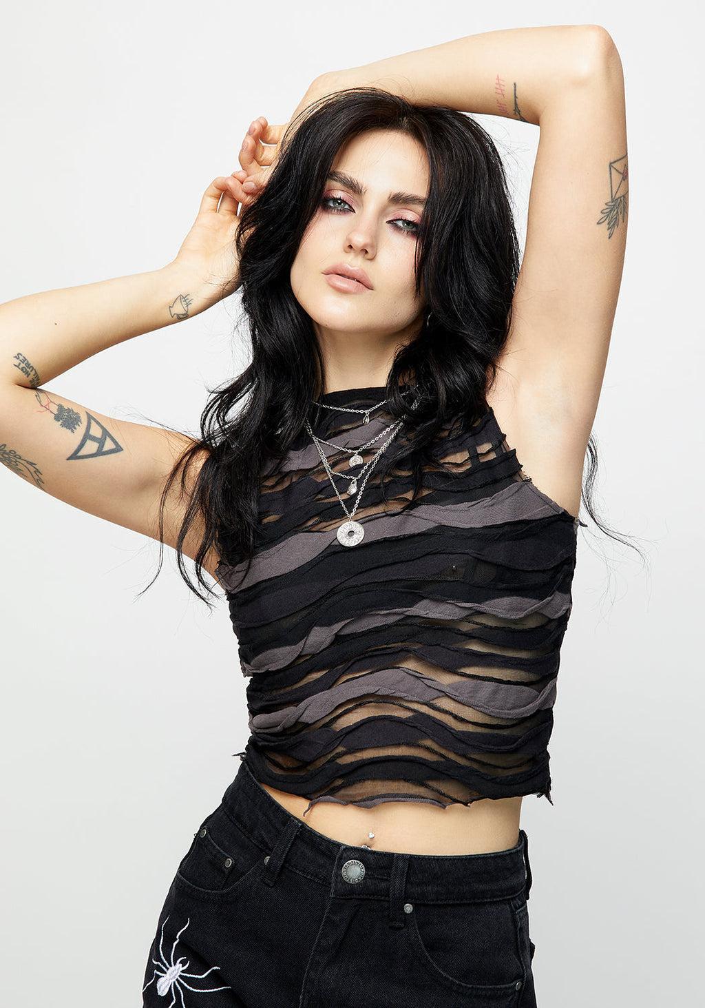 Distortion Sleeveless Crop Top Product Image