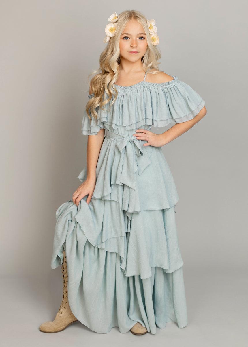 Litta Dress in Pale Blue Girls Product Image