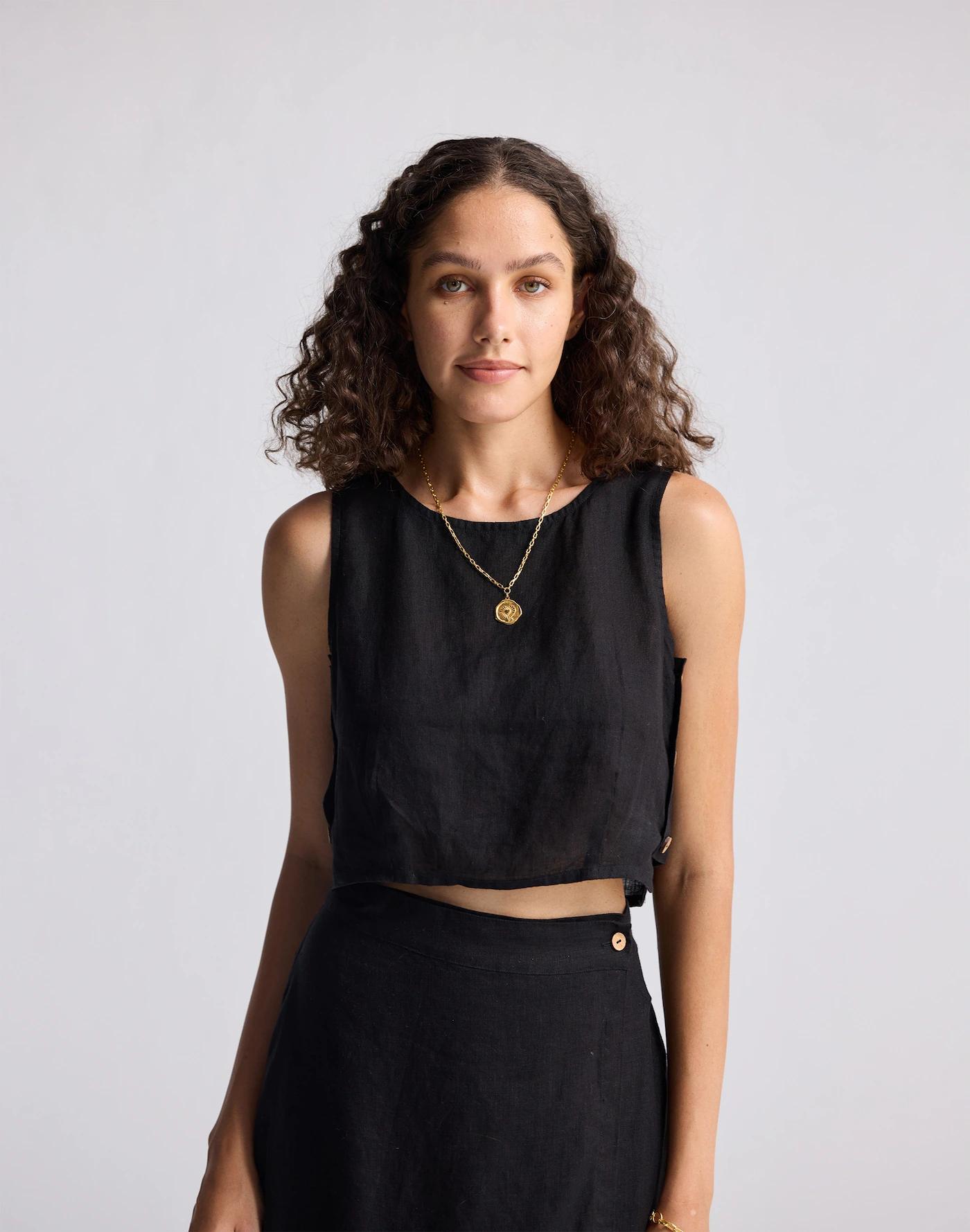 Reistor® Boxy Crop Top in 100% Black Hemp Product Image