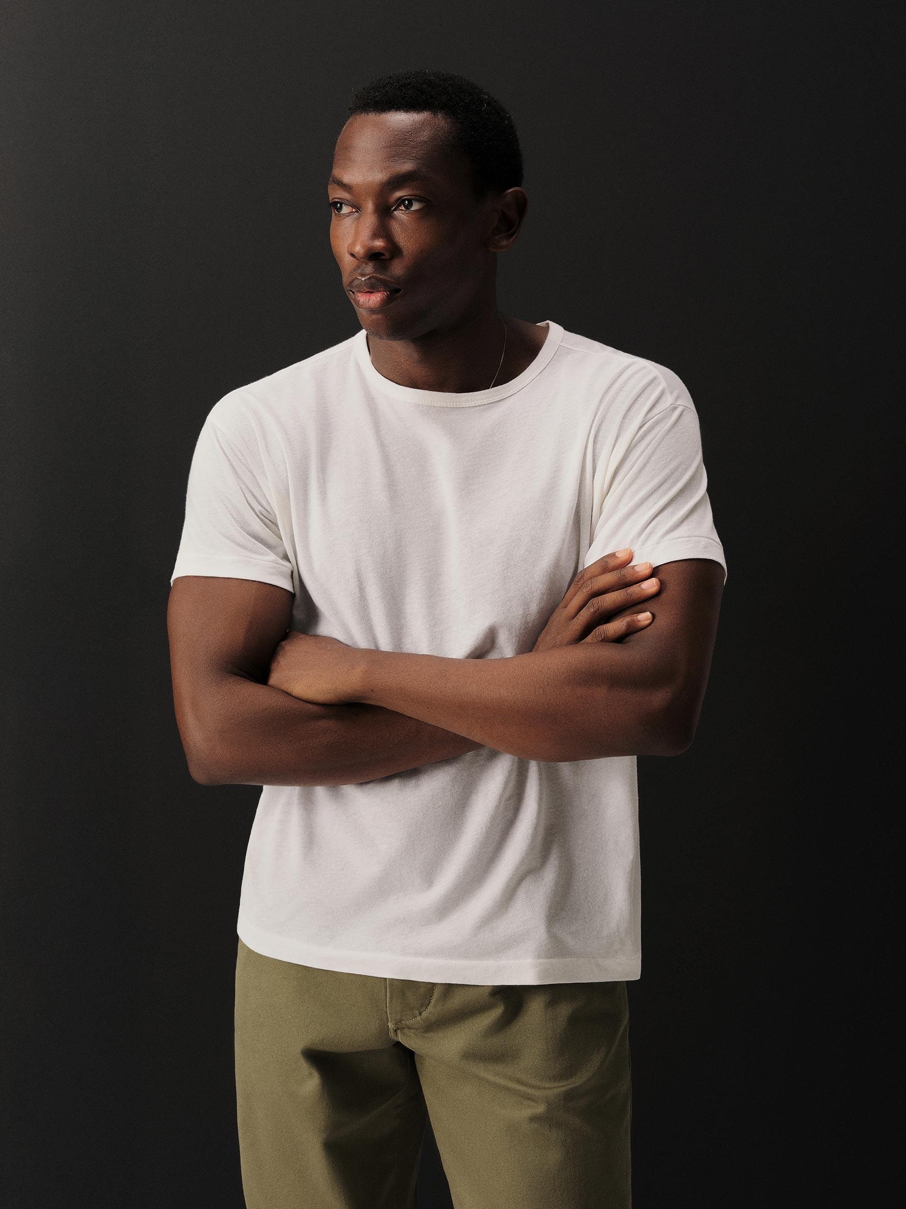 White Japanese De-Luxe Cotton Linen Knit Tee Product Image