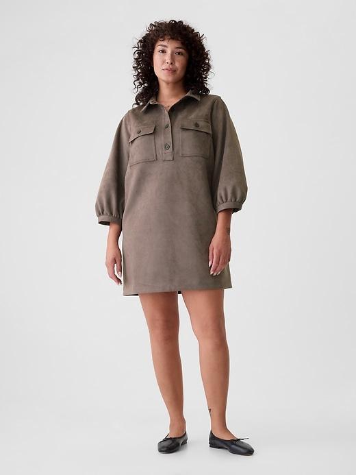 Vegan Suede Shift Mini Dress Product Image