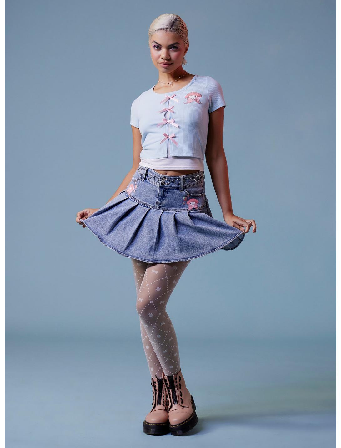 My Melody Heart Chain Belt Denim Skirt Product Image