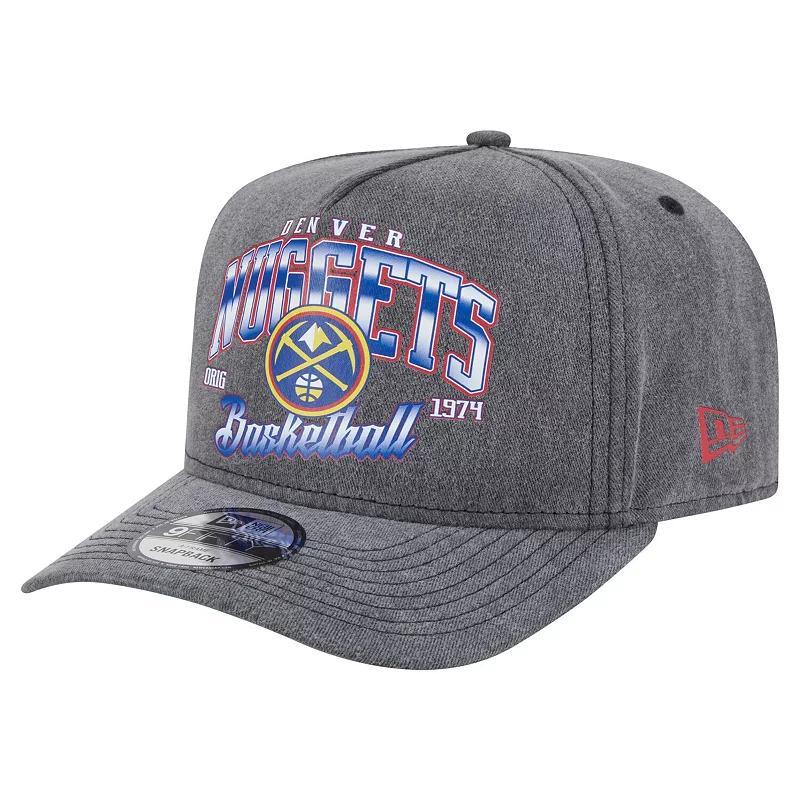 Mens New Era Charcoal Denver Nuggets Throwback Washed Pre-Curved 9FIFTY Snapback Hat Product Image