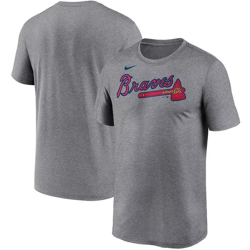 Mens Nike Gray Atlanta Braves Wordmark Legend Performance T-Shirt Product Image