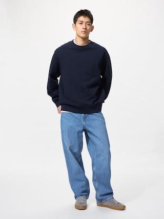Mens Wide Straight Jeans Blue 32 inch UNIQLO US Product Image