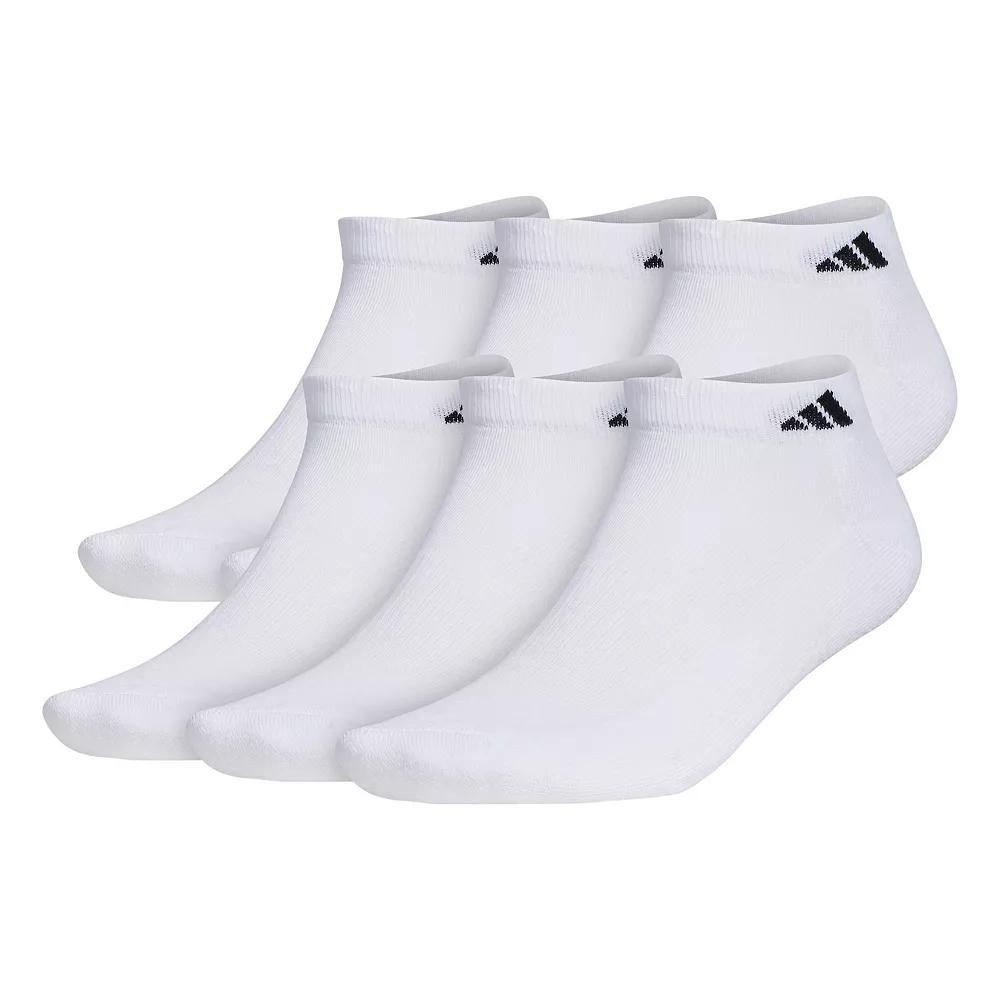 Big & Tall adidas 6-pack Athletic Cushioned Low Cut Socks, Men's, Size: 12-15, White Product Image