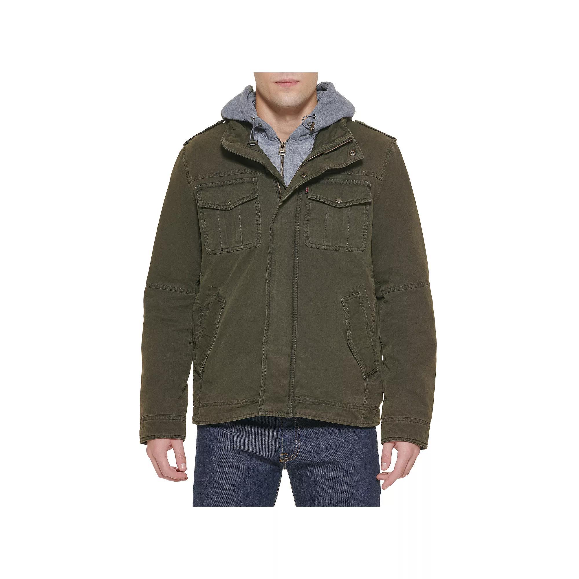 Men's Levi's® Hooded Sherpa Lined Trucker Jacket, Size: Small, Green Product Image