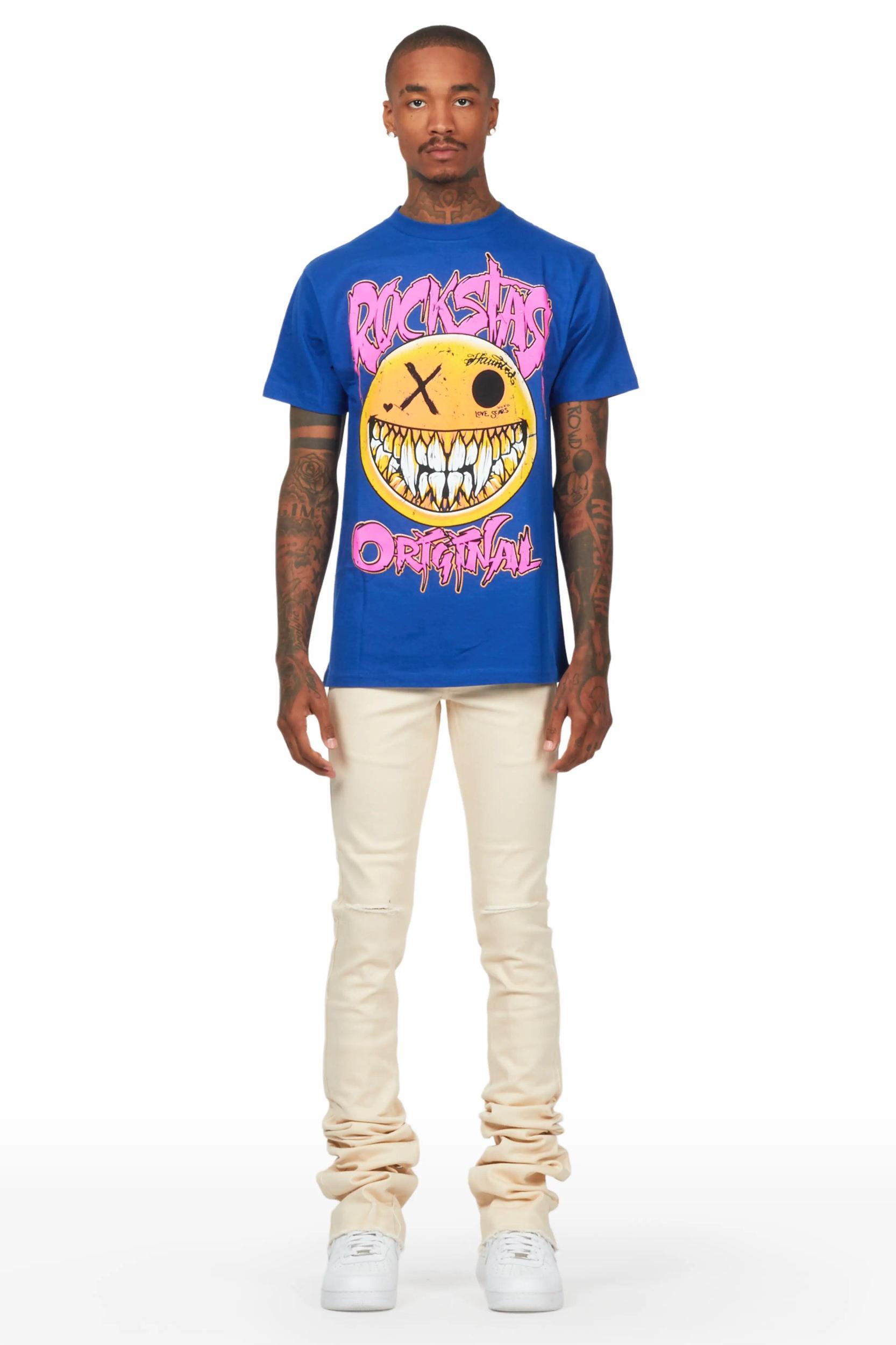 Fraust Royal T-Shirt & Josiah Beige Super Stacked Flare Jean Bundle Male Product Image