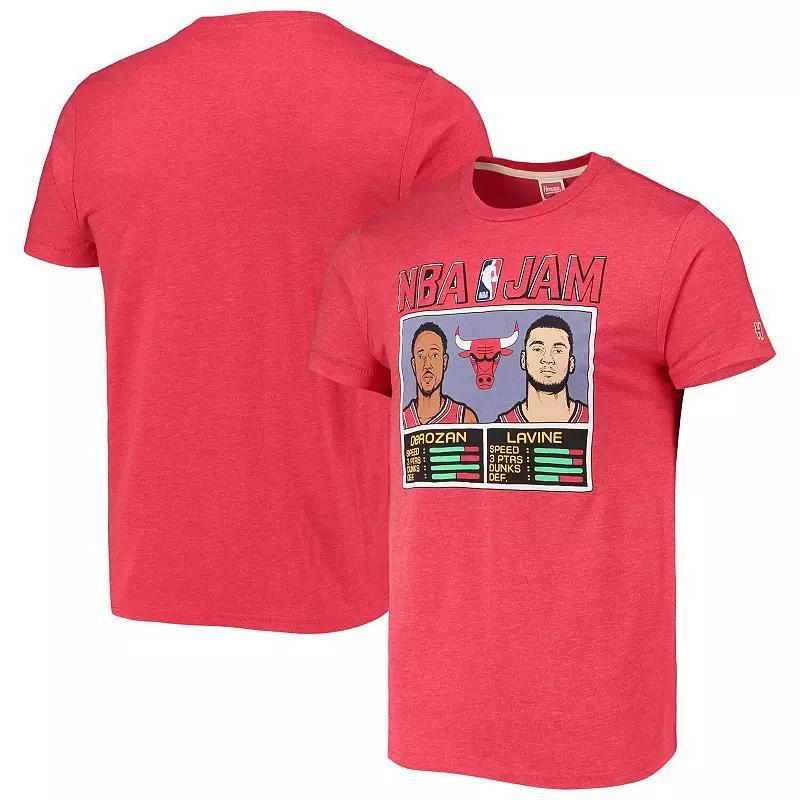 Men's Homage DeMar DeRozan/Zach LaVine Heathered Red Chicago Bulls NBA Jam Tri-Blend T-Shirt, Size: Small Product Image