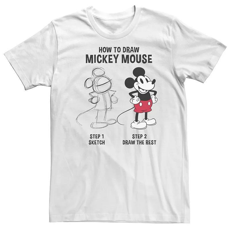 Big & Tall Disney Mickey Mouse How to Draw Mickey Tee, Men's, Size: 3XL Tall, White Product Image