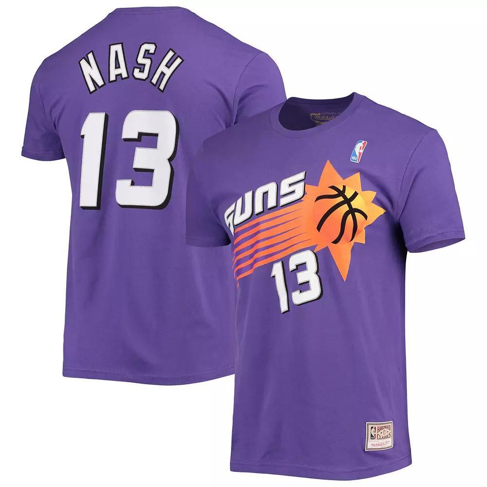 Men's Mitchell & Ness Steve Nash Purple Phoenix Suns Hardwood Classics Stitch Name & Number T-Shirt, Size: Medium, Phx Purple Product Image