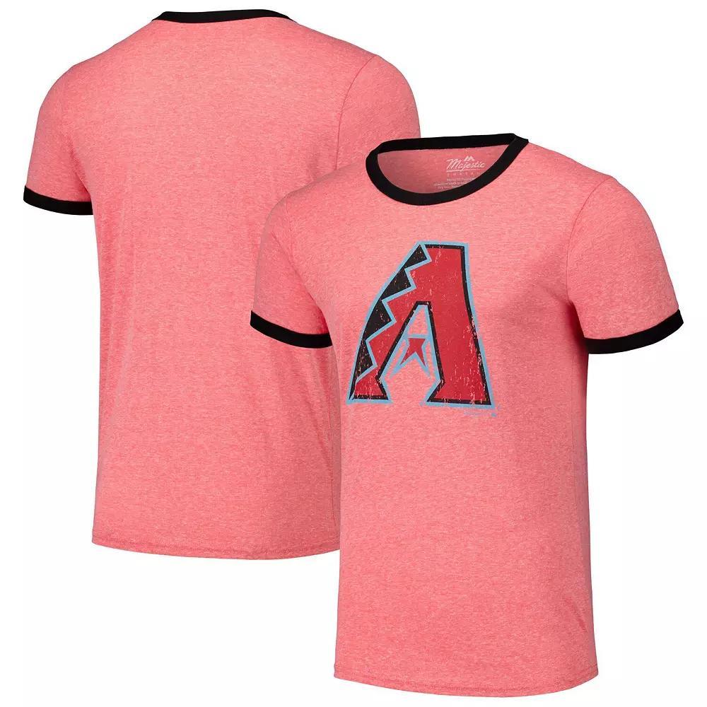 Men's Majestic Threads Red Arizona Diamondbacks Ringer Tri-Blend T-Shirt, Size: Small Product Image