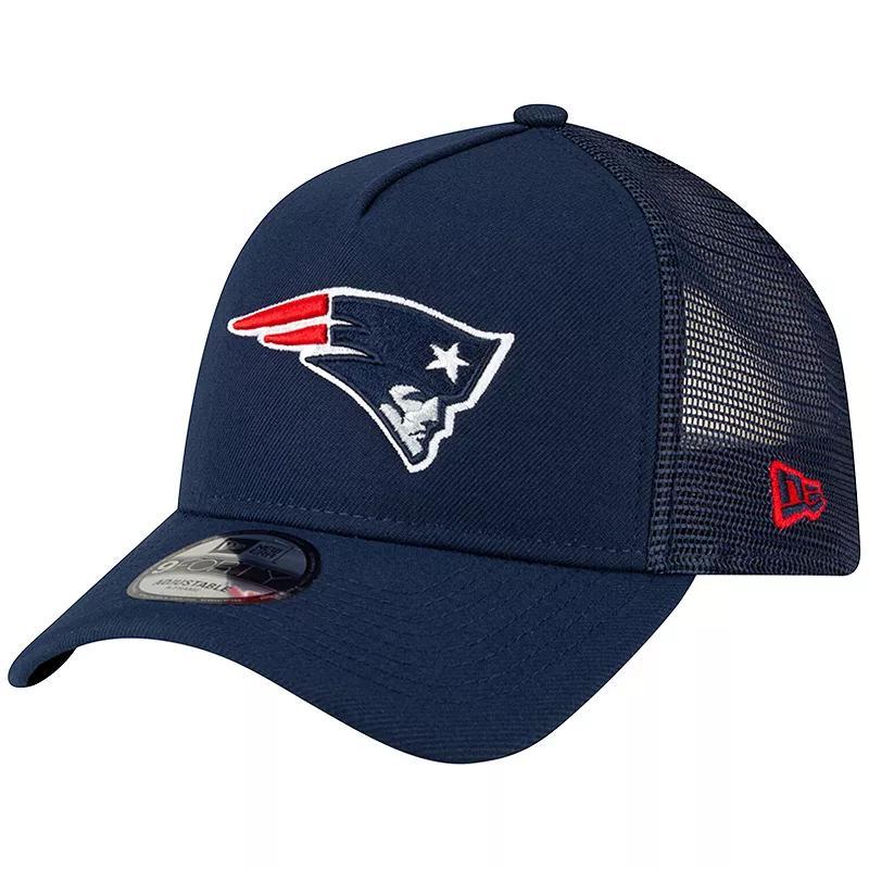Mens New Era New England Patriots A-Frame Trucker 9FORTY Adjustable Hat, Blue Product Image