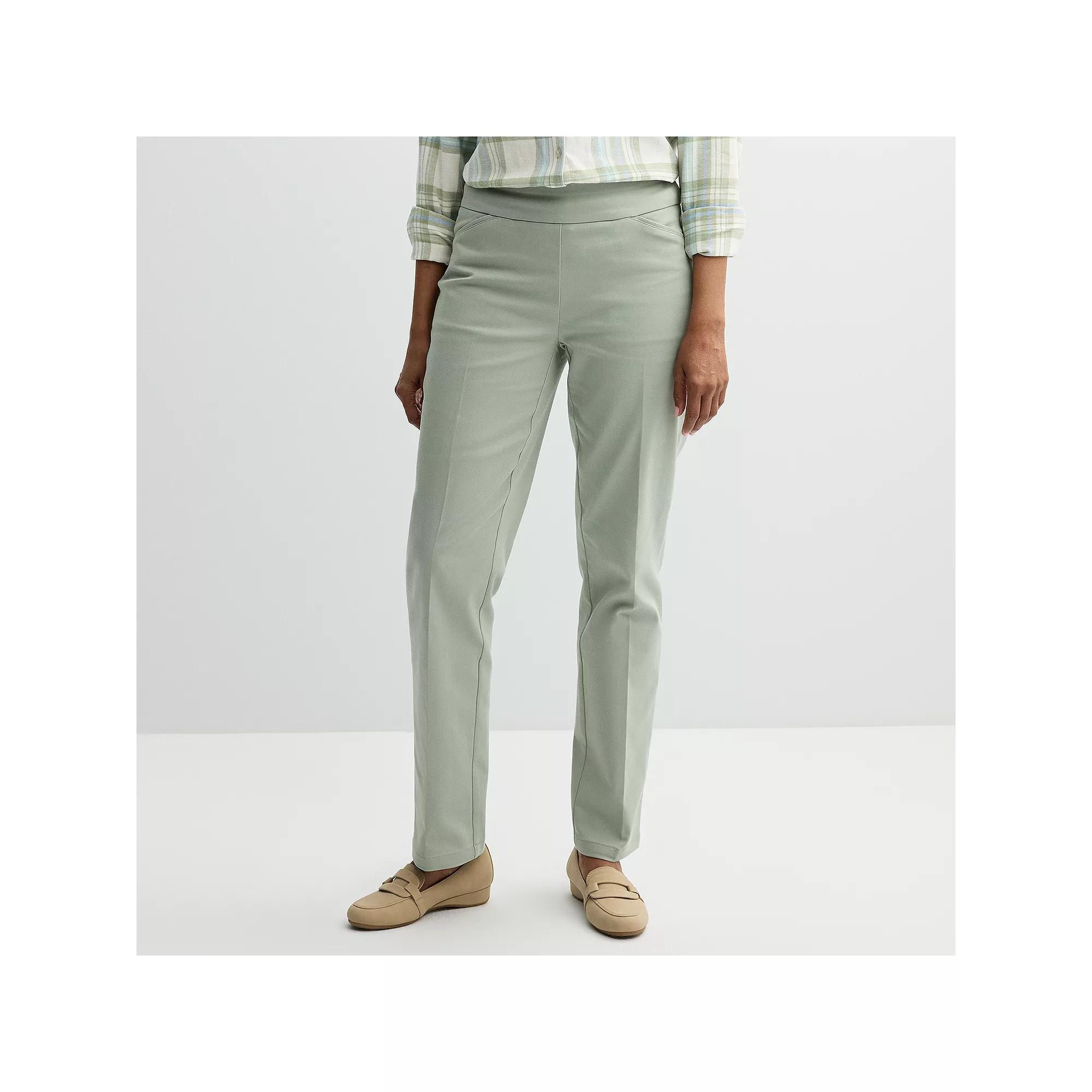 Women's Croft & Barrow® Effortless Stretch Pull-On Straight-Leg Pants, Size: 6 Short, Emerson Green Product Image