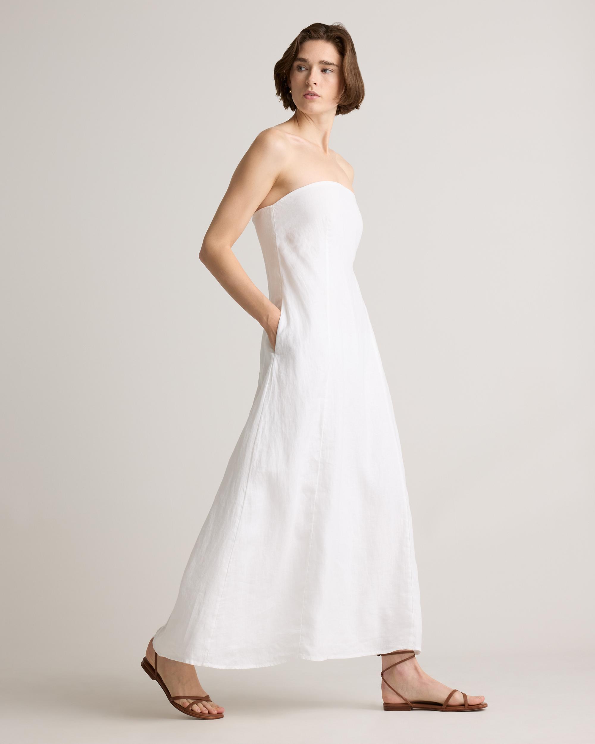 Quince | Women's 100% European Linen Strapless Maxi Dress Product Image