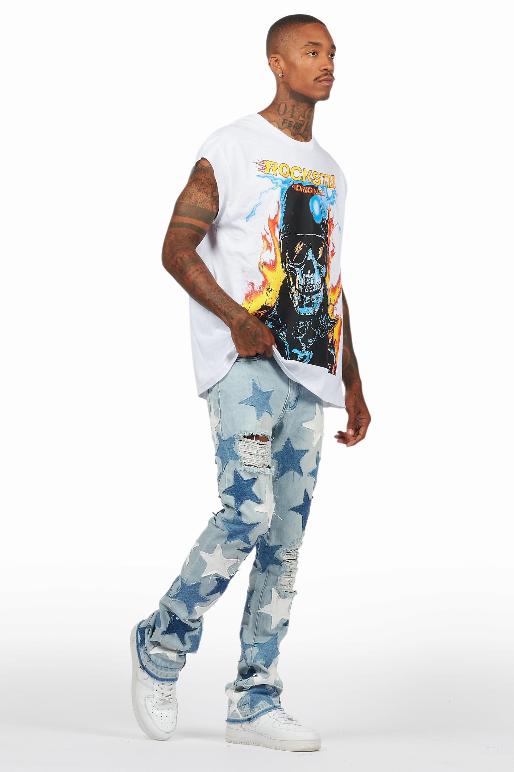 Balius White Graphic Muscle T-Shirt Male Product Image