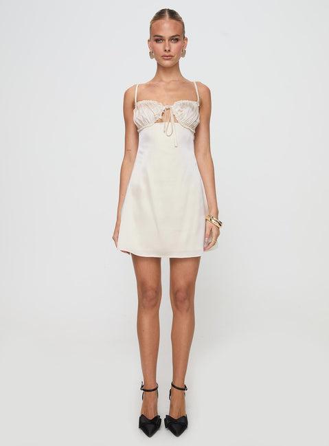Decipher Satin Mini Dress Ivory Product Image