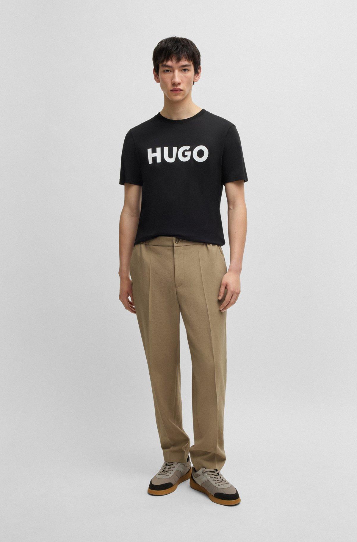 Slim-fit trousers in melange wrinkle-resistant fabric Product Image