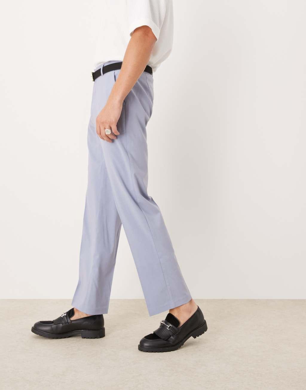 ASOS DESIGN Wedding straight leg dress pants in dusty blue Product Image