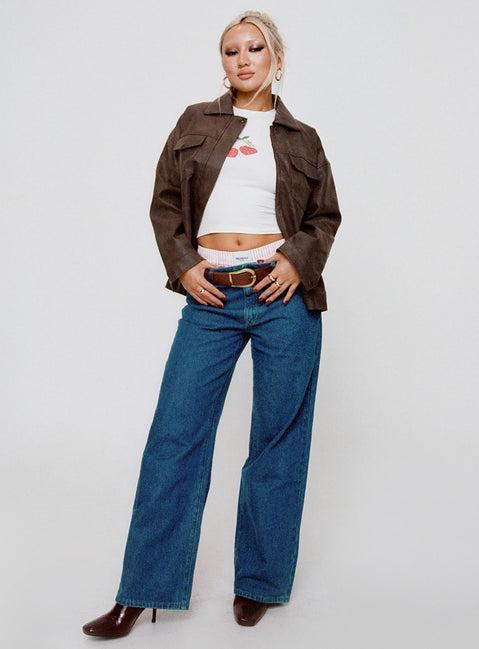 Top Model Low Rise Straight Leg Jeans Dark Denim Product Image