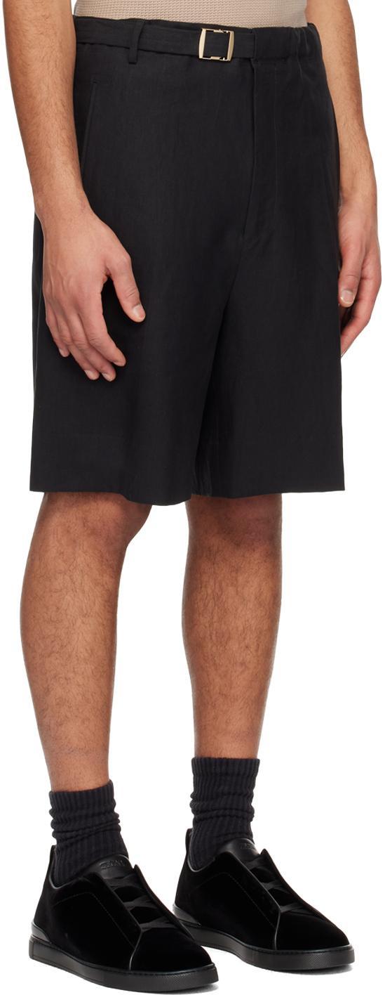 ZEGNA Black Belted Shorts In 773c50a7 Nero Opaco Product Image