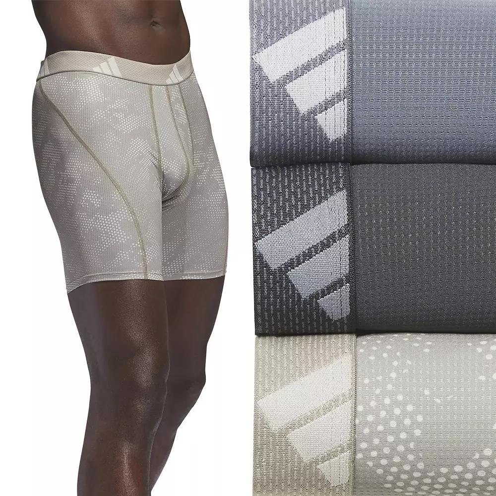 Men's adidas 3-pack Sport Performance Mesh Boxer Briefs, Size: XXL, Drift Putty Beige Grey Product Image