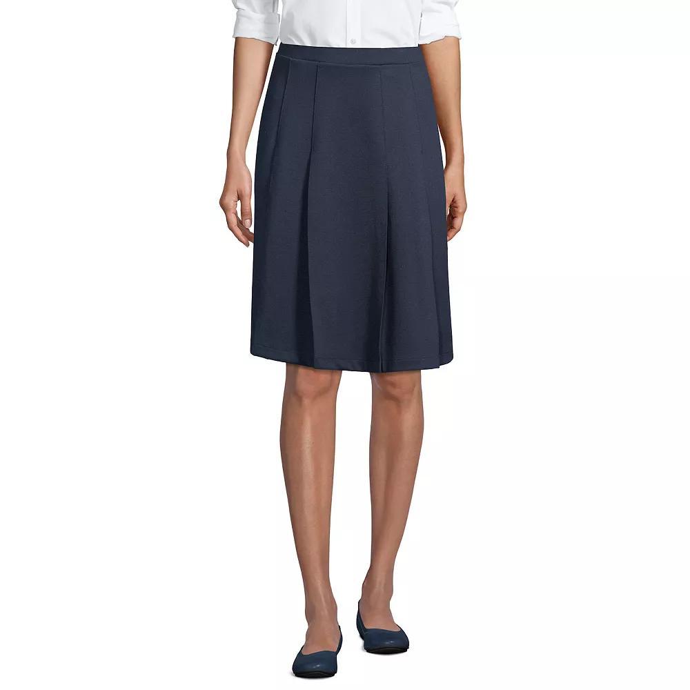 Women's Lands' End Ponte Knee Length Pleated Skirt, Size: 8, Green Product Image