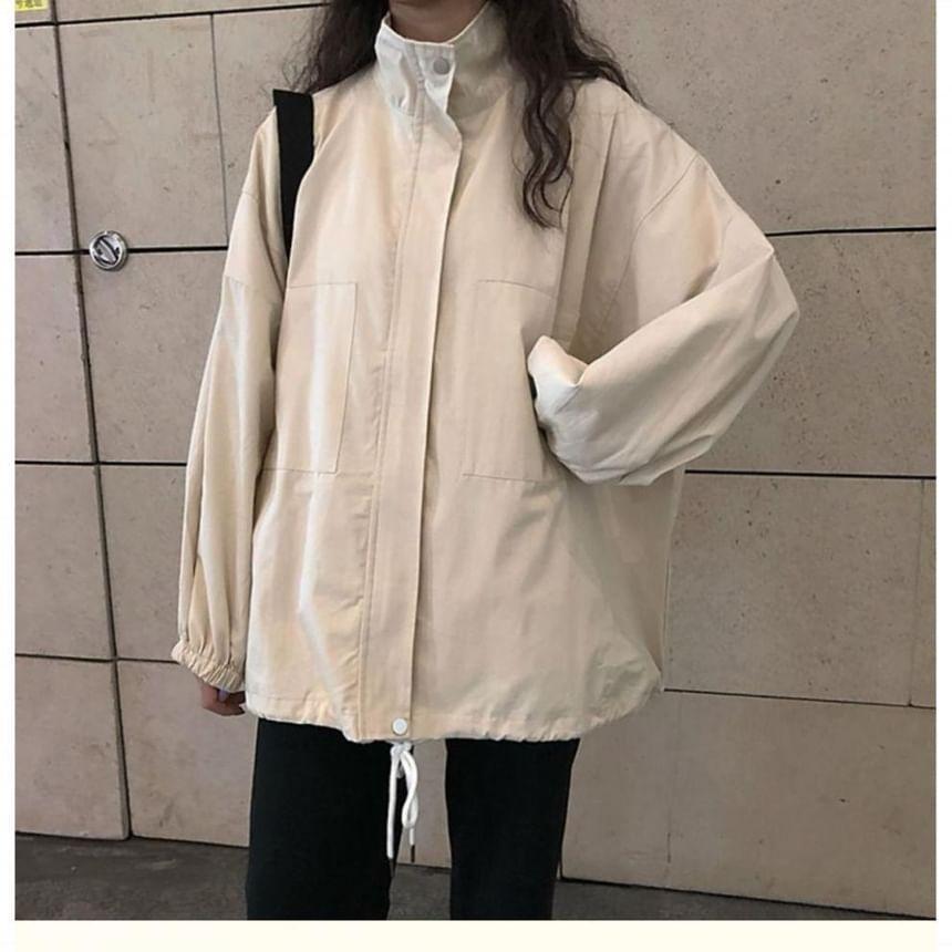 Plain Oversized Zip Jacket Product Image