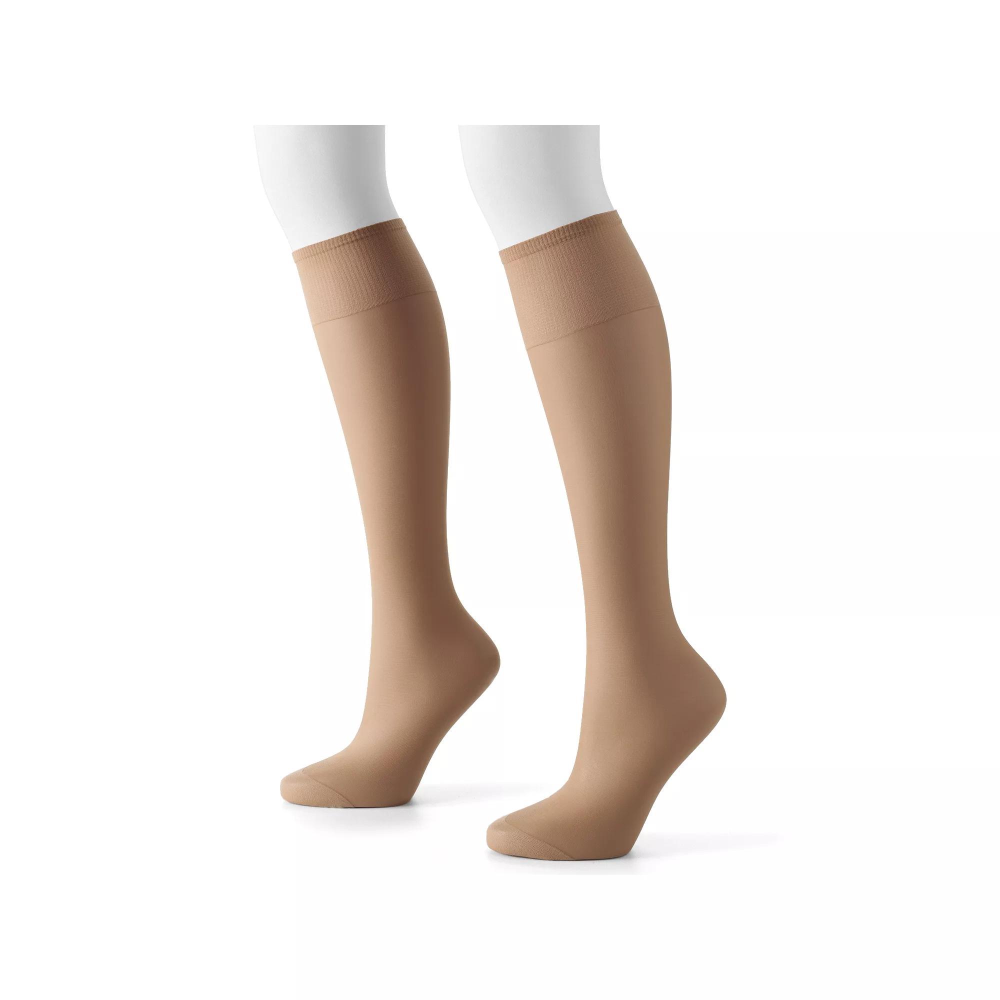 Hanes Silk Reflections Reinforced-Toe Knee Highs 2-Pack Product Image