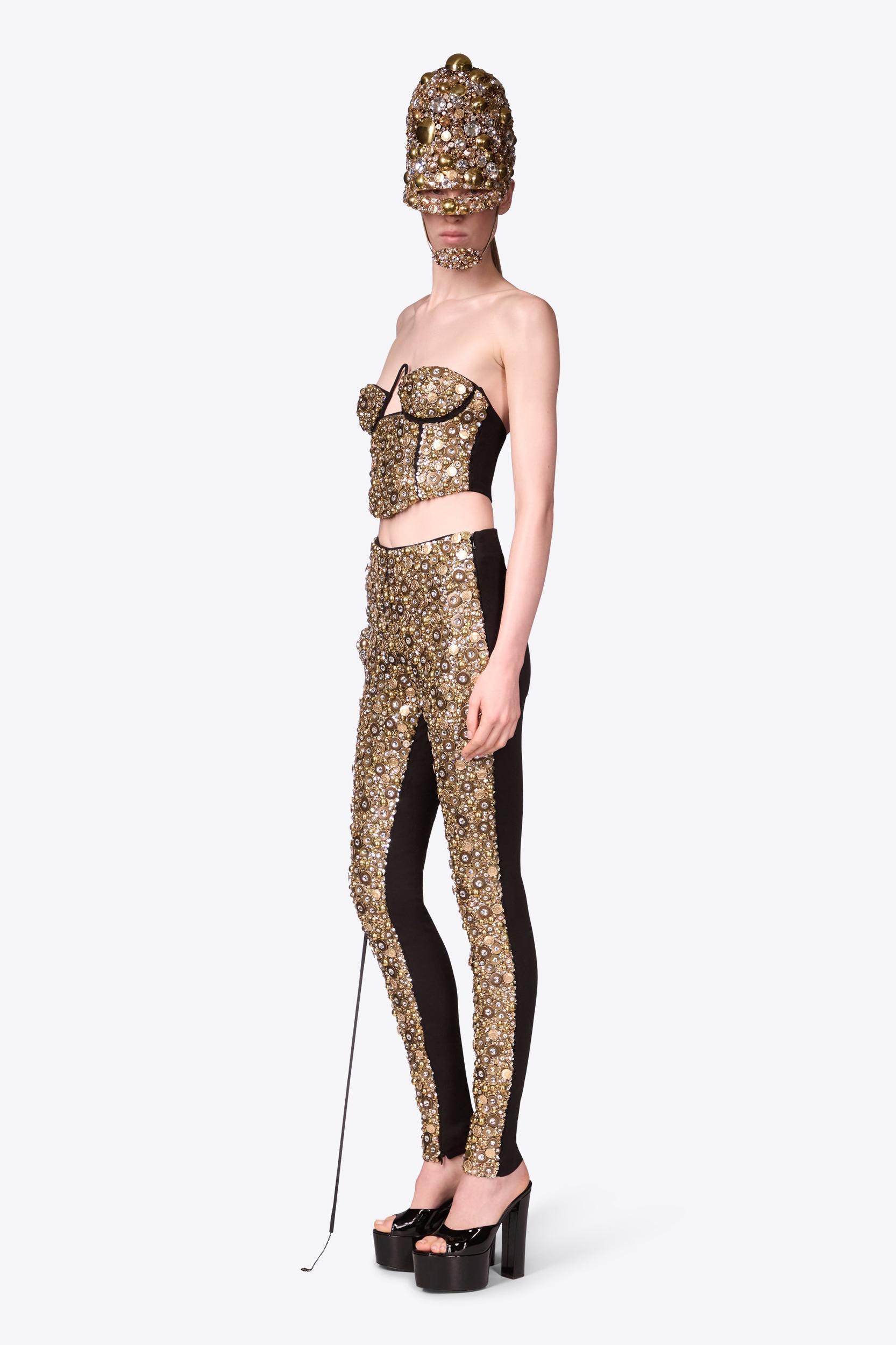 Embroidered Crystal Button Cluster Bustier Product Image