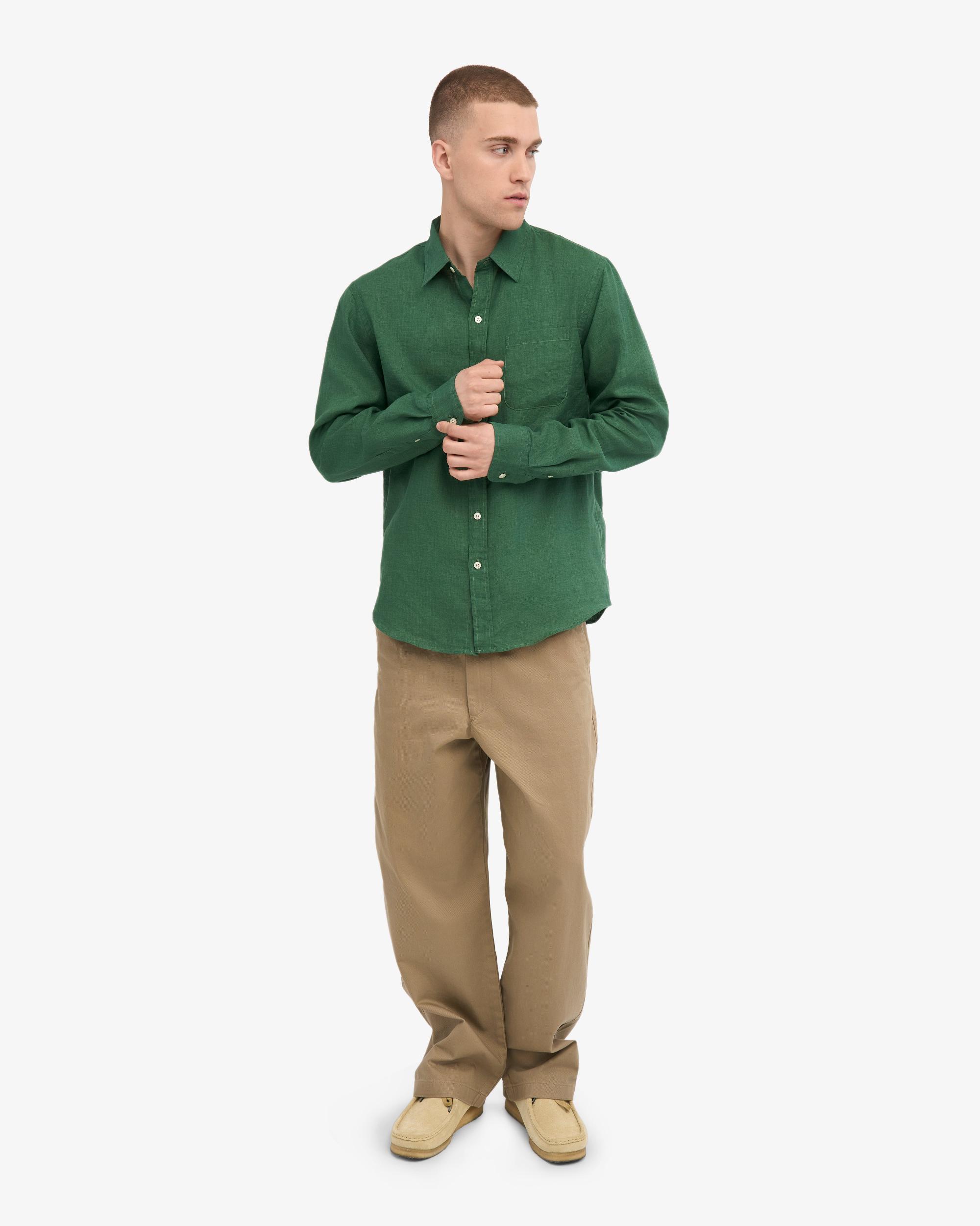 Linen Shirt - Emerald Green Product Image