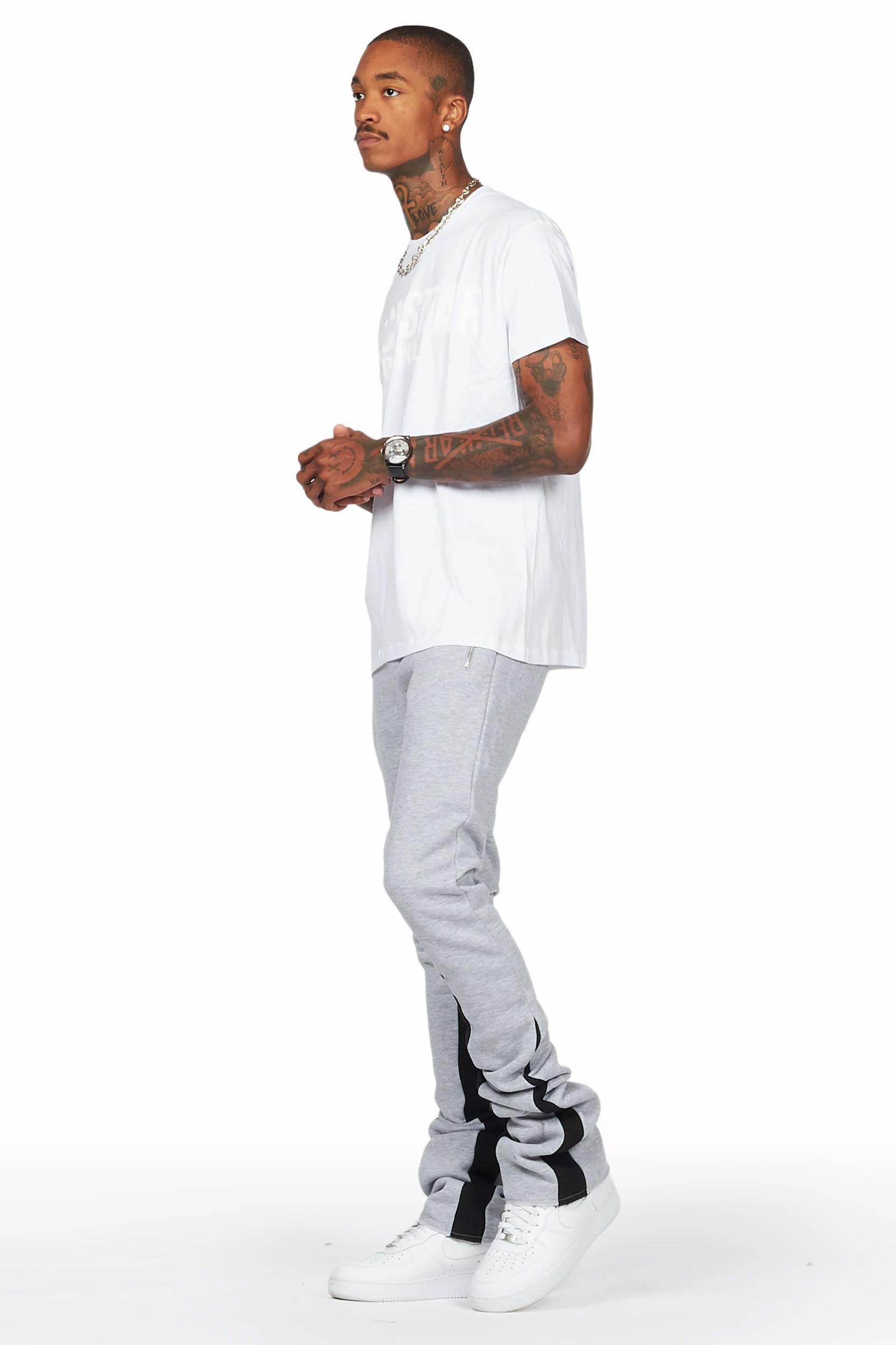 Sana Heather Grey T-Shirt/Stacked Track Pant Set Male Product Image