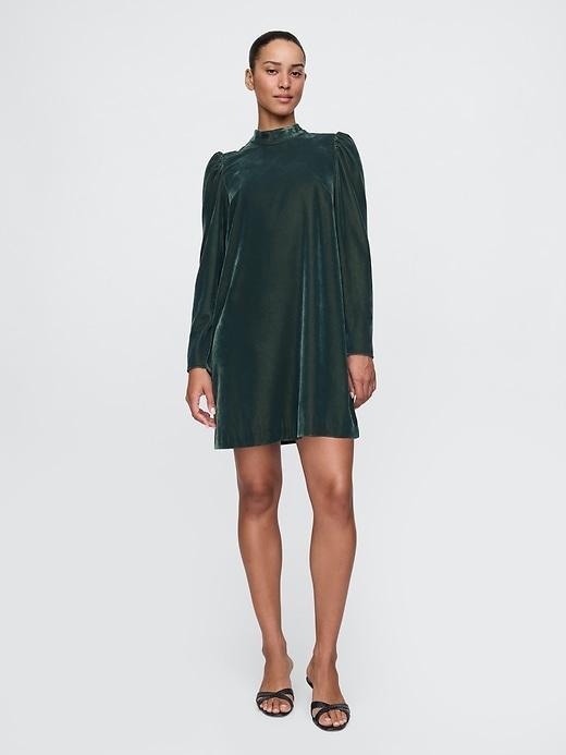 Recycled Velvet Puff-Sleeve Mini Dress Product Image