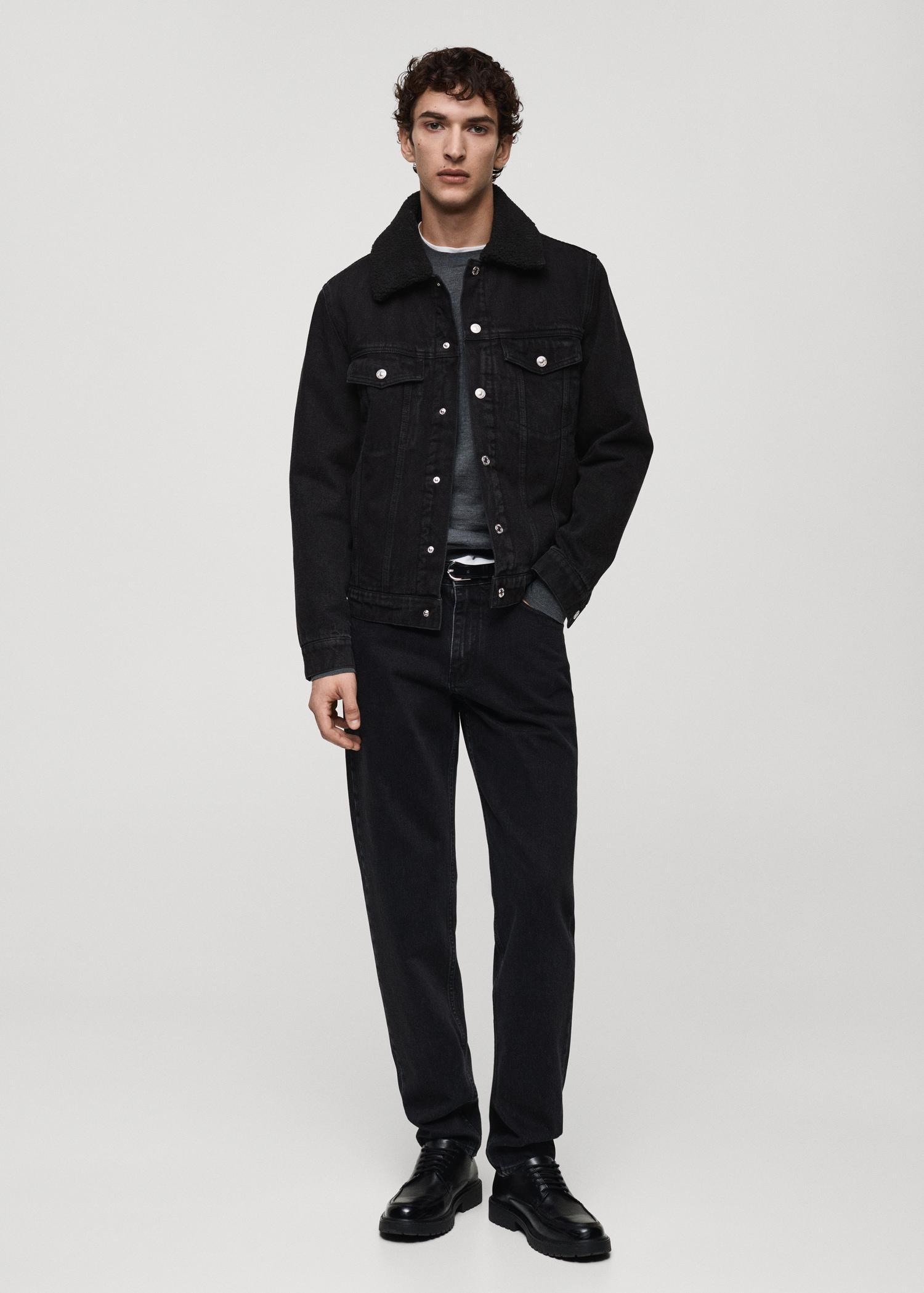 Denim jacket with fleece lining - Men | MANGO USA Product Image