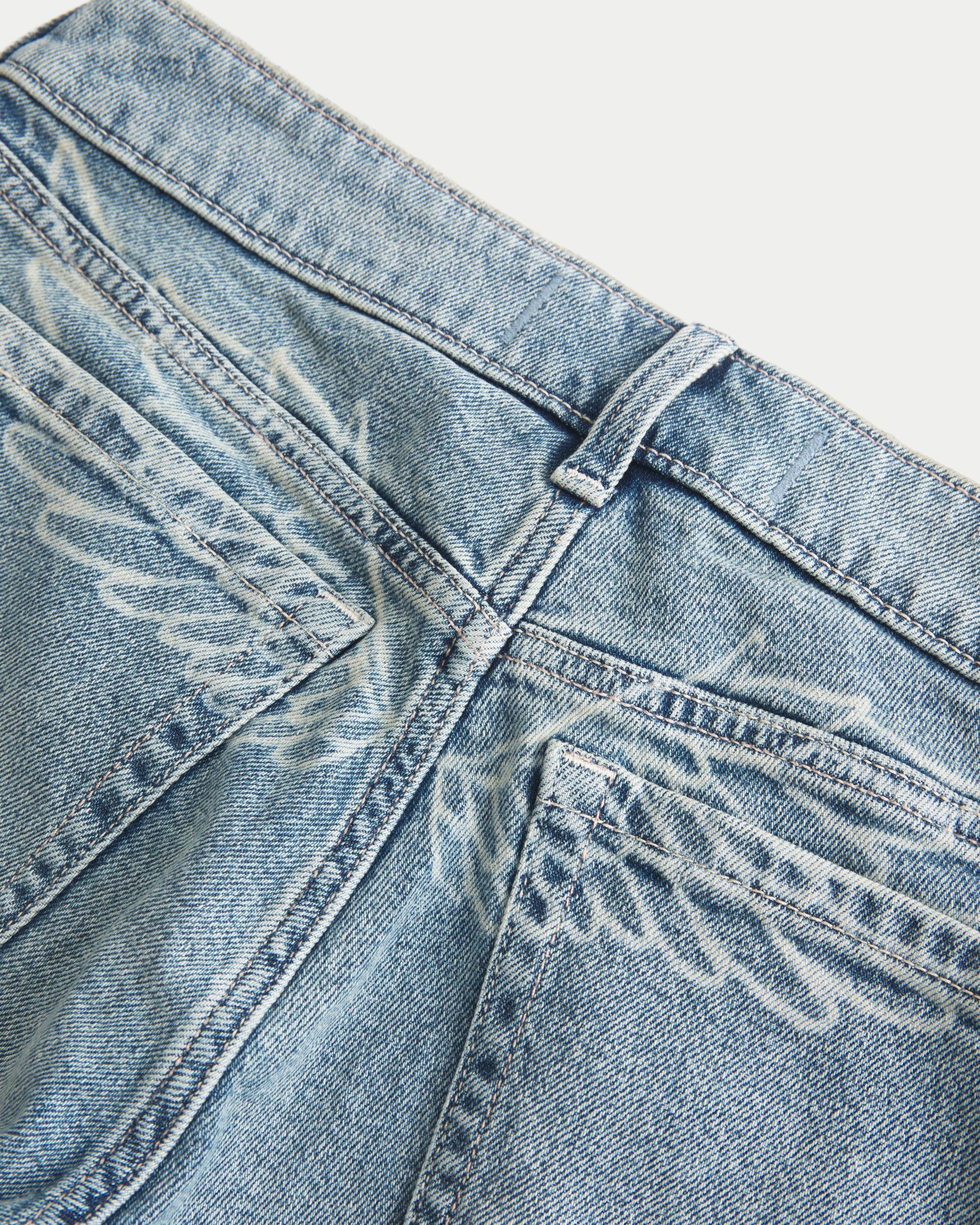 Low-Rise Light Wash Angel Wings Flare Jeans Product Image