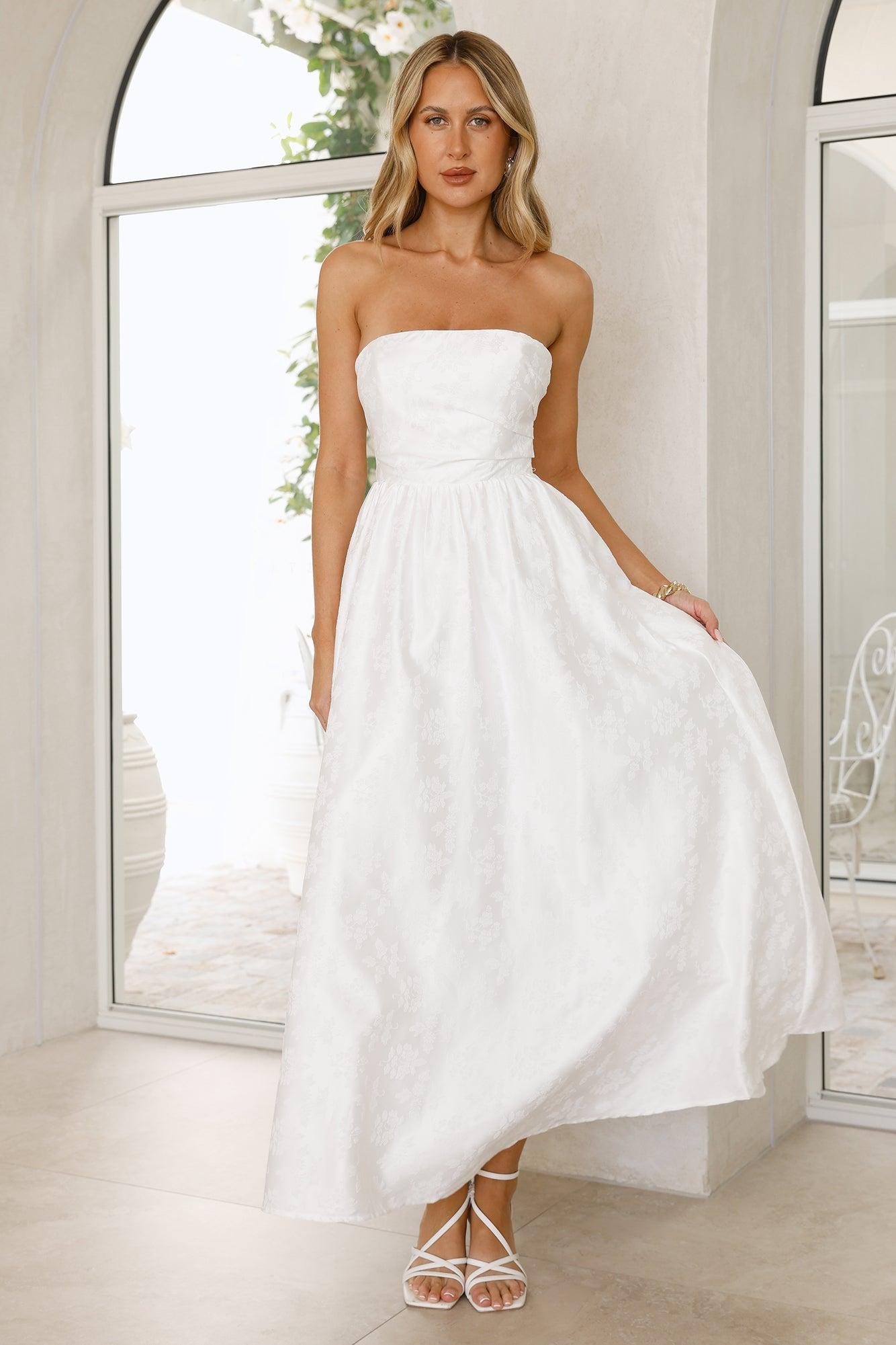 Dancing In Magic Strapless Maxi Dress White Product Image