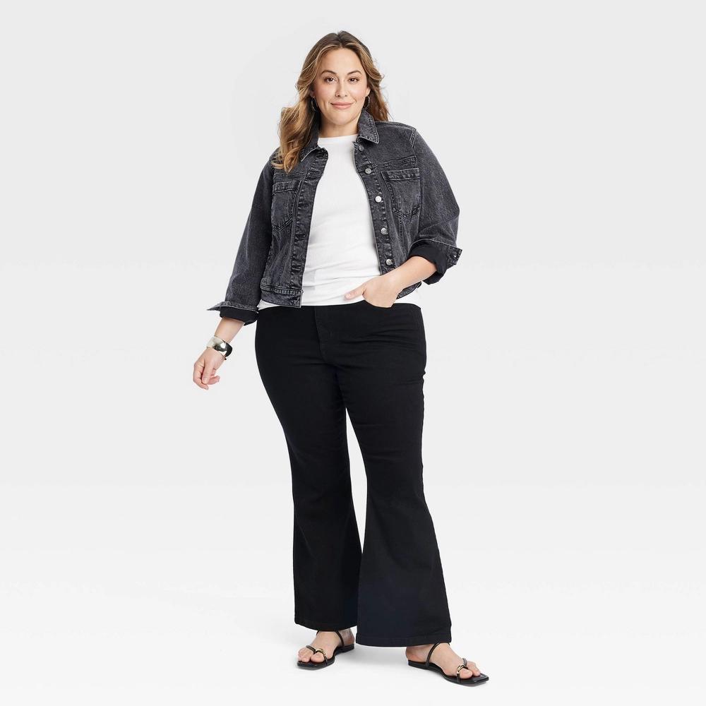 Womens High-Rise Relaxed Flare Jeans - Ava & Viv Black 17 Product Image