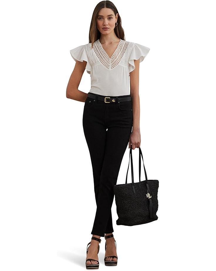 Eyelet Cotton Voile Peplum Blouse Product Image