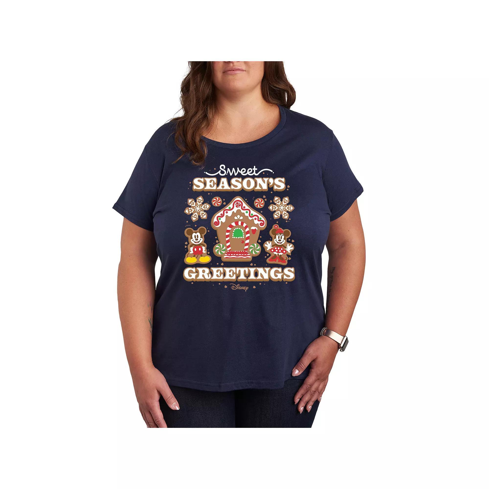 Disney's Mickey & Minnie Mouse Plus Size Sweet Seasons Greetings Graphic Tee, Women's, Size: 4XL, Blue Product Image