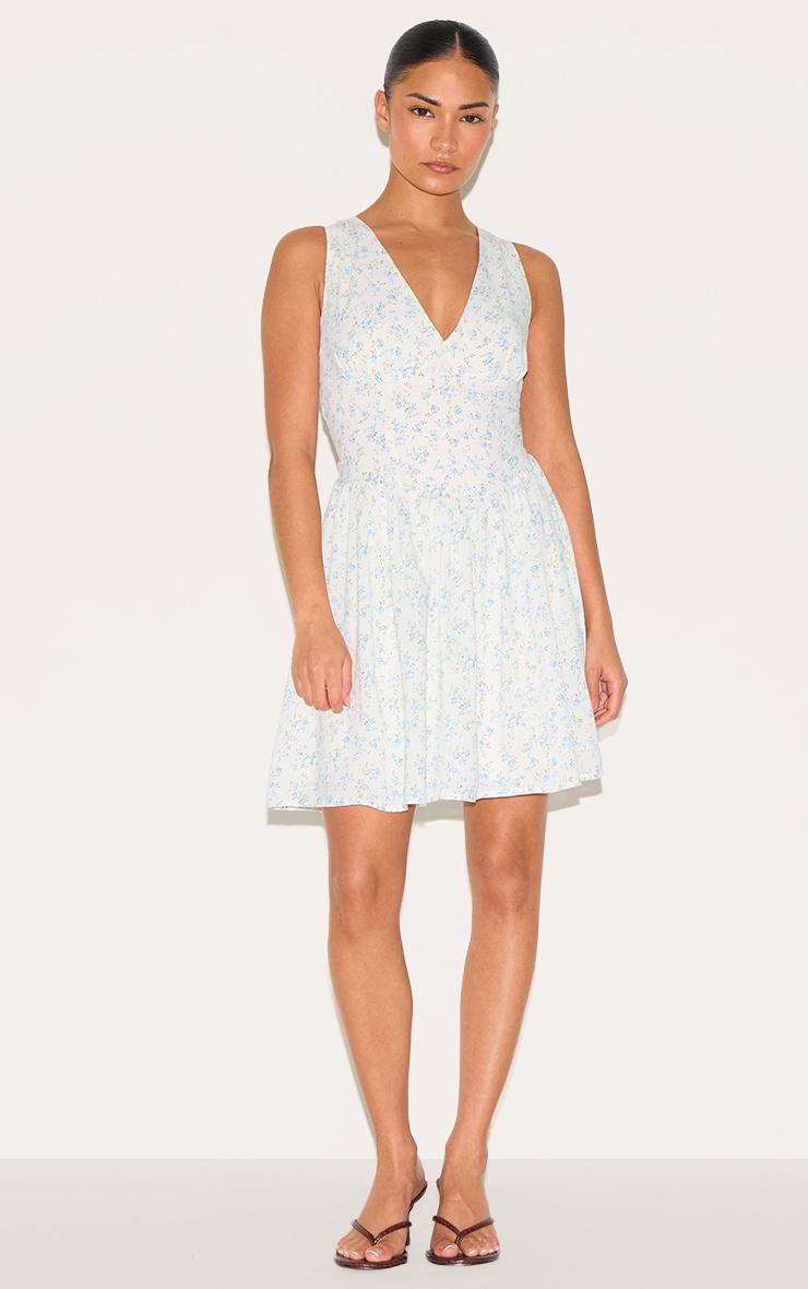 Petite White Floral Detail Mini Shift Dress Product Image