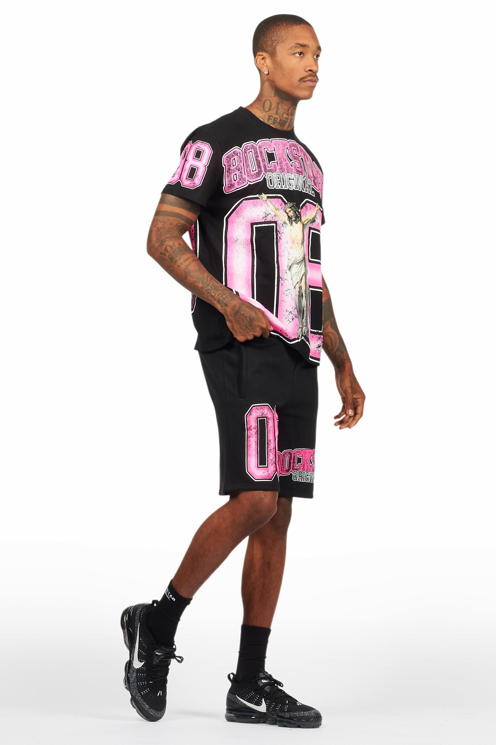 Fields Black/Pink T-Shirt Short Set Male Product Image
