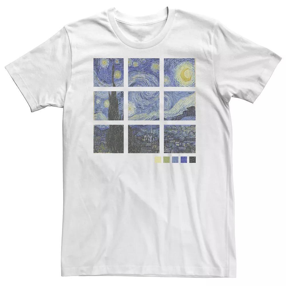 Big & Tall Trendy Vincent van Gogh "The Starry Night" Squares Tee, Men's, Size: 4XL, White Product Image