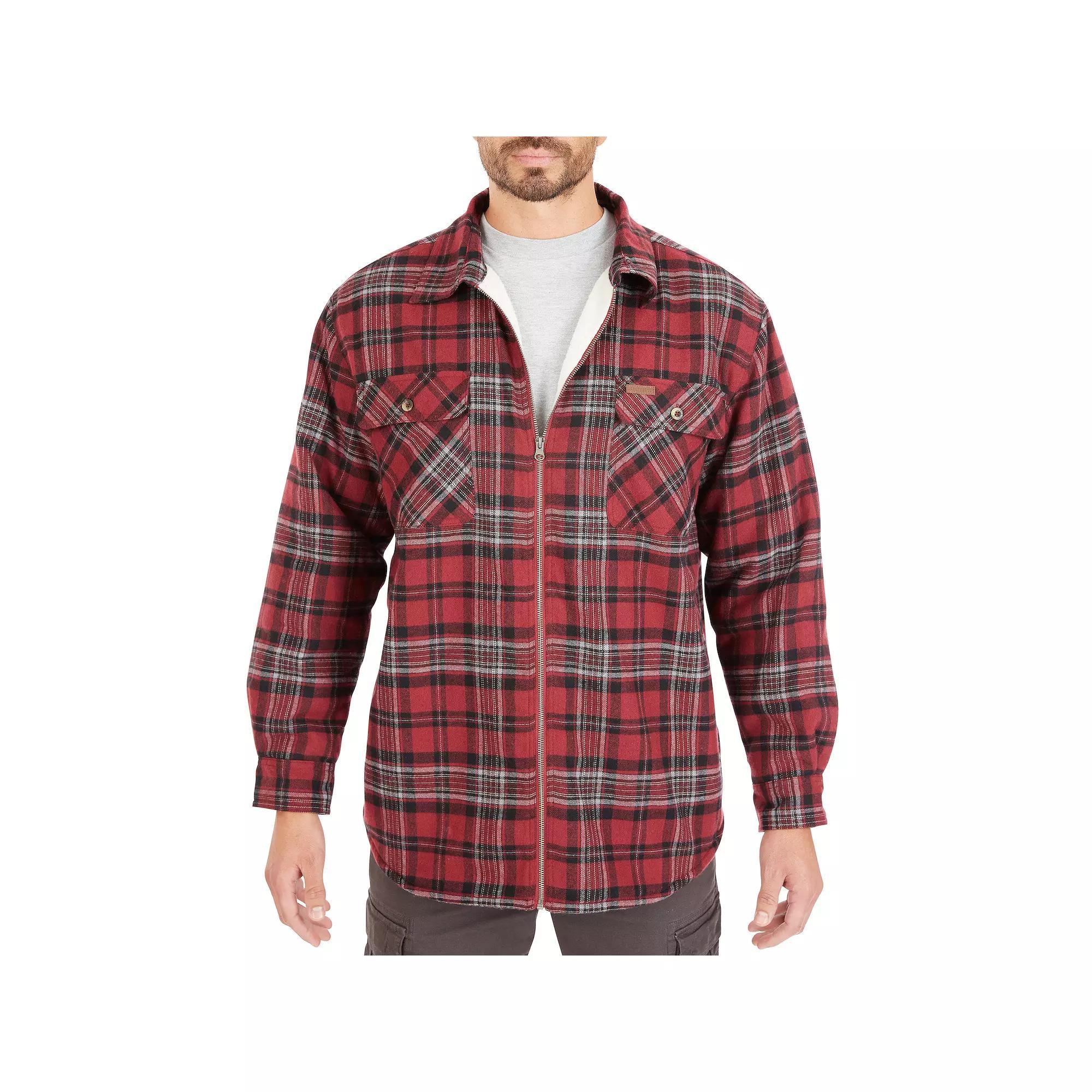 Mens Smiths Workwear Plaid Sherpa-Lined Cotton Flannel Shirt Jacket Red Product Image