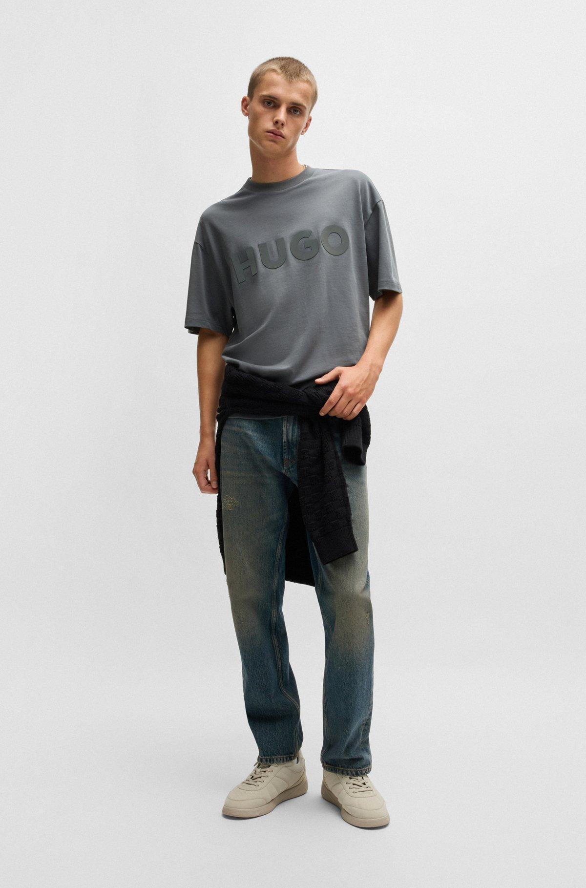 Oversize-fit T-shirt in cotton with decorative reflective logo Product Image